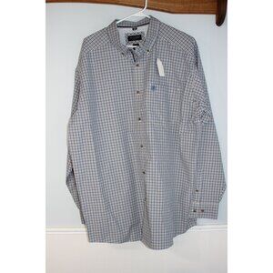 Ariat Pro Series Mens Plaid Button-Down Shirt L/S Cowboy Blue/Brown XL NEW